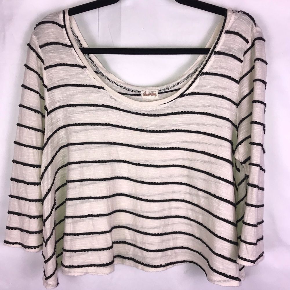 Ten Sixty Sherman Cropped Wide Neck Striped Top